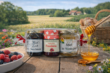 Lot de 2 miels  et 1 confiture 